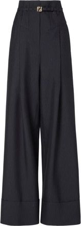 Fendi Wide Trousers, female, Blue, Size: XS Trousers