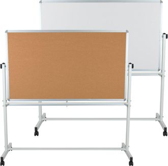 Flash Furniture 62.5W x 62.25H Reversible Mobile Board and White Board with Pen Tray