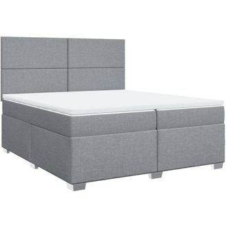 vidaXL Cama Box Spring Con Colch&oacute;n Tela Gris Claro 200x200 Cm Vidaxl