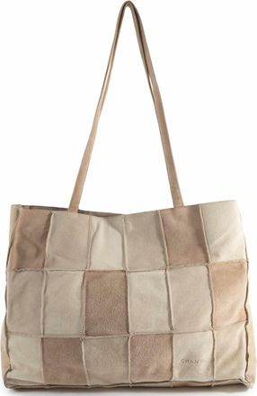 Chanel Beige Brown Suede Tote Bag (Pre-Owned)