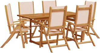 vidaXL vidaXL 7 Piece Garden Dining Set Solid Wood Acacia and Textilene