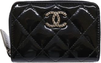 Chanel Dark Gray Patent Leather Coin Purse/Coin Case (Pre-Owned)