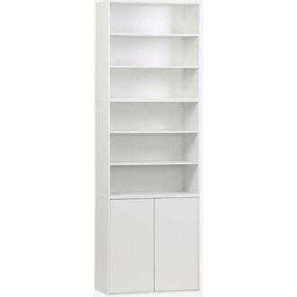 Sweeek Sweeek - Estantería, biblioteca modular con 2 puertas y 5 estantes, Kompo, Blanco, 70x35x210 cm