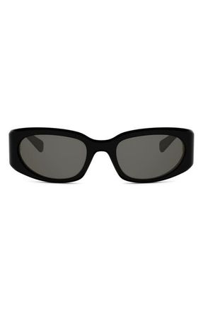 Celine Journey 57mm Geometric Sunglasses in Shiny Black /Smoke at Nordstrom