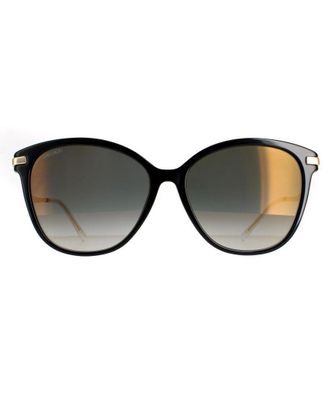 Jimmy Choo London CatEye Womens Black Grey Gradient Gold Mirror Peg/F/S - One Size