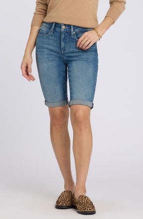 NYDJ Briella Roll Cuff Denim Bermuda Shorts in Breezy Palms at Nordstrom, Size 14P