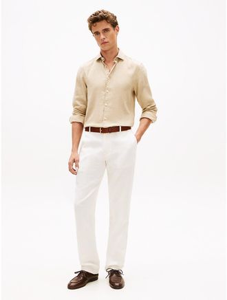 Tommy Hilfiger Mens Linen-Blend Straight Chino - Ivory Petal - 30W x 32L