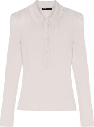 Maje Ribbed polo sweater in Ecru at Nordstrom, Size X-Small