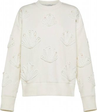 Forte_Forte Womens Lunamaris Shell Embroided Sweatshirt In Ivory