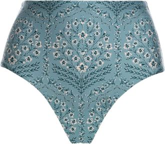 Agua Bendita Slip bikini a vita alta Magenta Ceiba a fiori - Blu