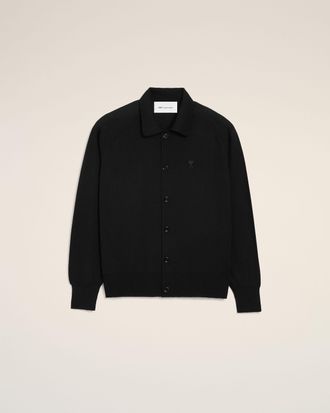 Ami Black Wool Shirt Collar Ami De Coeur Cardigan Black - XXL - for Men