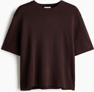 H&M Gestricktes T-Shirt - Dunkelbraun