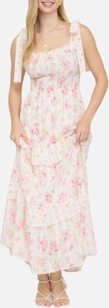 Blu Pepper Floral Tie Strap Tiered Maxi Dress in Pink Multi at Nordstrom, Size Medium