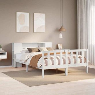 vidaXL Cama Con Estanter&iacute;a Sin Colch&oacute;n Madera Maciza Blanca 150x200 Cm Vidaxl