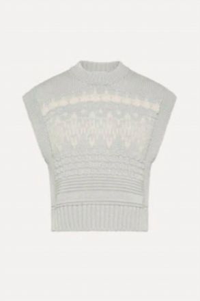 Forte_Forte Womens Cotton Flake Jacquard Vest In Azure