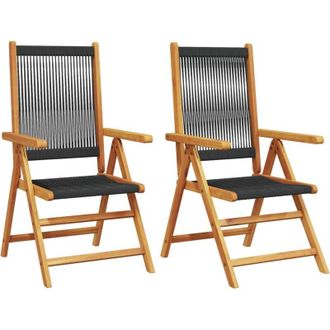 vidaXL Vidaxl - Sillas De Jard&iacute;n 2 Uds Madera Maciza Acacia Polipropileno Negro