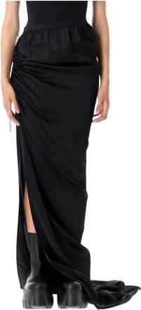 Rick Owens Zwarte Zijden & Nylon Rok - Dames - Maxi Rokken - Zwart - M - Nylon - Rokken