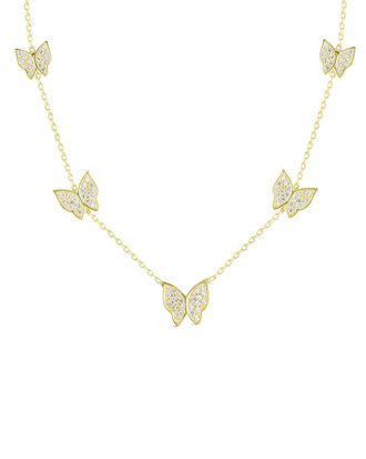 Sphera Milano Gold Over Silver Graduated Butterfly Charm Necklace