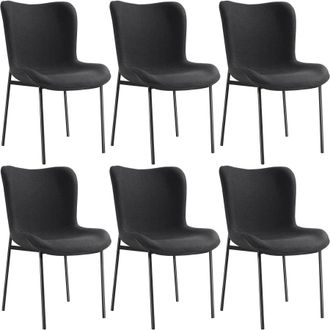 TecTake Dining Chair Tessa Set Of 6 - Woven Fabric Black/Black in Black | Size: 6 Pack