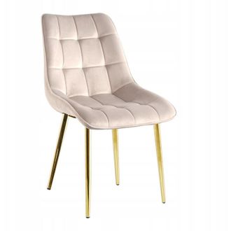 OEM Silla De Comedor Tapizada En Terciopelo Beige Glamour Furnitex Oro