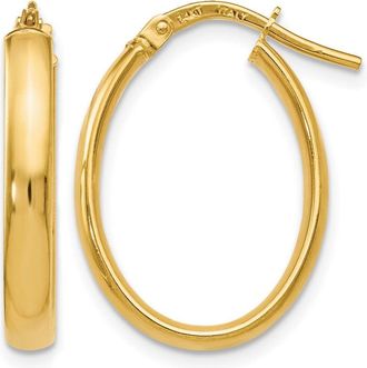 Diamond2Deal 14K Yellow Gold Oval Shape Hoop Earrings