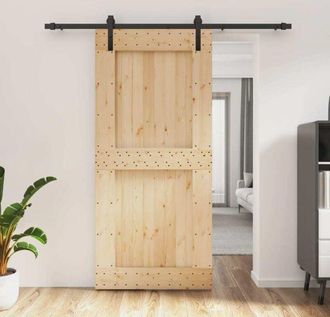 vidaXL Puerta Corredera Con Herrajes Madera Maciza De Pino 95x210 Cm Vidaxl