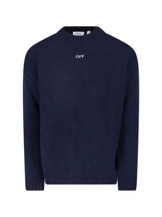 Off-white Blue Wool Arrow Knitted Crewneck Sweater