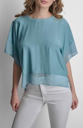 DKNY Mixed Media Dolman Sleeve Top in Cameo Blue at Nordstrom, Size X-Large