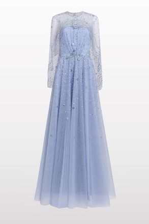 Jenny Packham Oliver Beaded-Appliqu&eacute; Maxi Dress in Blue Slate at Nordstrom, Size 10 Uk