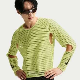 Nike Mens Radical AirFlow Aero-FIT Long-Sleeve Running Top in Yellow | IX6070-736