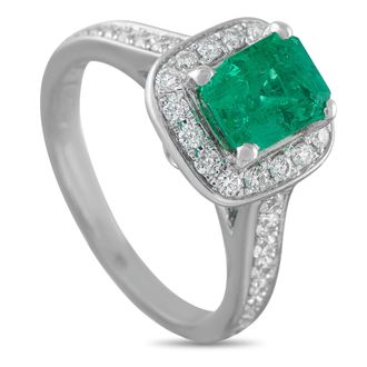 Luxury Bazaar 18K White Gold 0.51ct Diamond and Emerald Ring MF29-050726