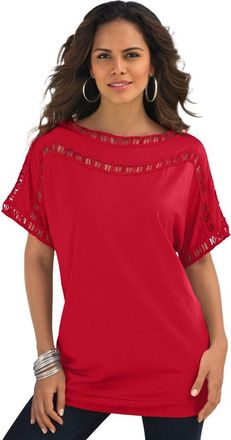 Roaman's Ladder Stitch Tee in Vivid Red at Nordstrom, Size Medium