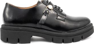 Sergio Moretti Zwarte Leren Casual Loafers - Dames - Veterschoenen - Zwart - 38 EU - Leer - Schoenen