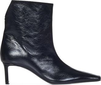 Khaite Ny Enkellaarsjes - Dames - Laarzen met Hak - Zwart - 40 EU - Leer - Schoenen