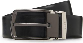 BOSS Reversible leather belt with smooth and textured finishes