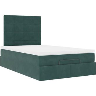 vidaXL Vidaxl - Estructura Cama Otomana Colchones Terciopelo Verde Oscuro