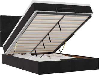 vidaXL Vidaxl - Estructura Cama Otomana Colchones Terciopelo Negro 140x200cm