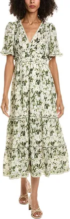 Max Studio V-Neck Flutter Sleeve Midi Dress