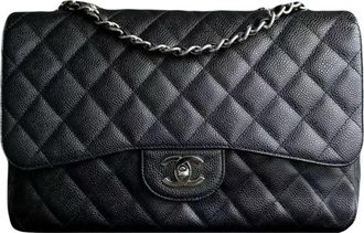 Chanel Black Caviar Leather Jumbo Single Flap Bag