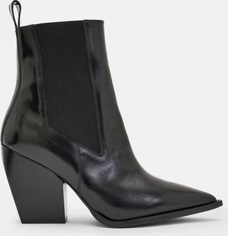 AllSaints Cow Leather Ria Pointed Leather Heeled Boots, Size: UK 7/US 10/EU 40