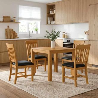 vidaXL Vidaxl Set Da Pranzo 5 Pz Nero Legno Di Quercia Massello