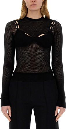 Off-white Black Transparent Crew Neck Top