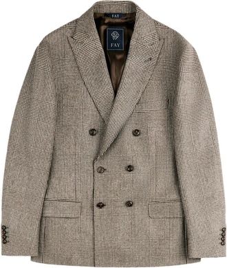 Fay Giacca Doppiopetto in Lana Principe di Galles - - Jackets - Uomo - Beige - L