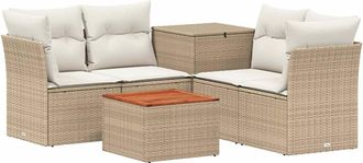 vidaXL Juego De Sof&aacute; 6 Uds. Beige Y Blanco Crema Vidaxl