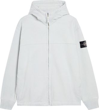 Stone Island Logo Hooded Cotton Sweatshirt - Blue - XL