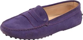 Tod's Tods Purple Suede Penny Slip On Loafers