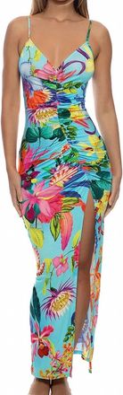 Luli Fama Oceans Kiss Ruched Front Tank Maxi Dress In Multicolor