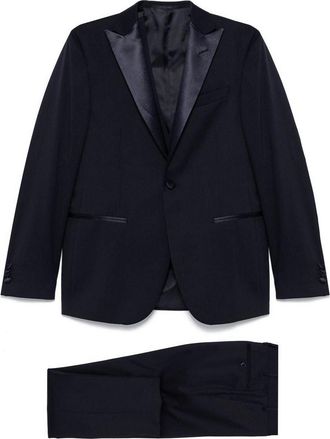 Corneliani Wool Suit In Night Blue