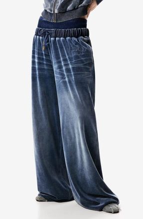 Desigual Cotton Blend Velour Drawstring Pants in Navy Blue at Nordstrom, Size X-Large