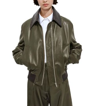 Bottega Veneta Olive Green Shirt Collar Jacket